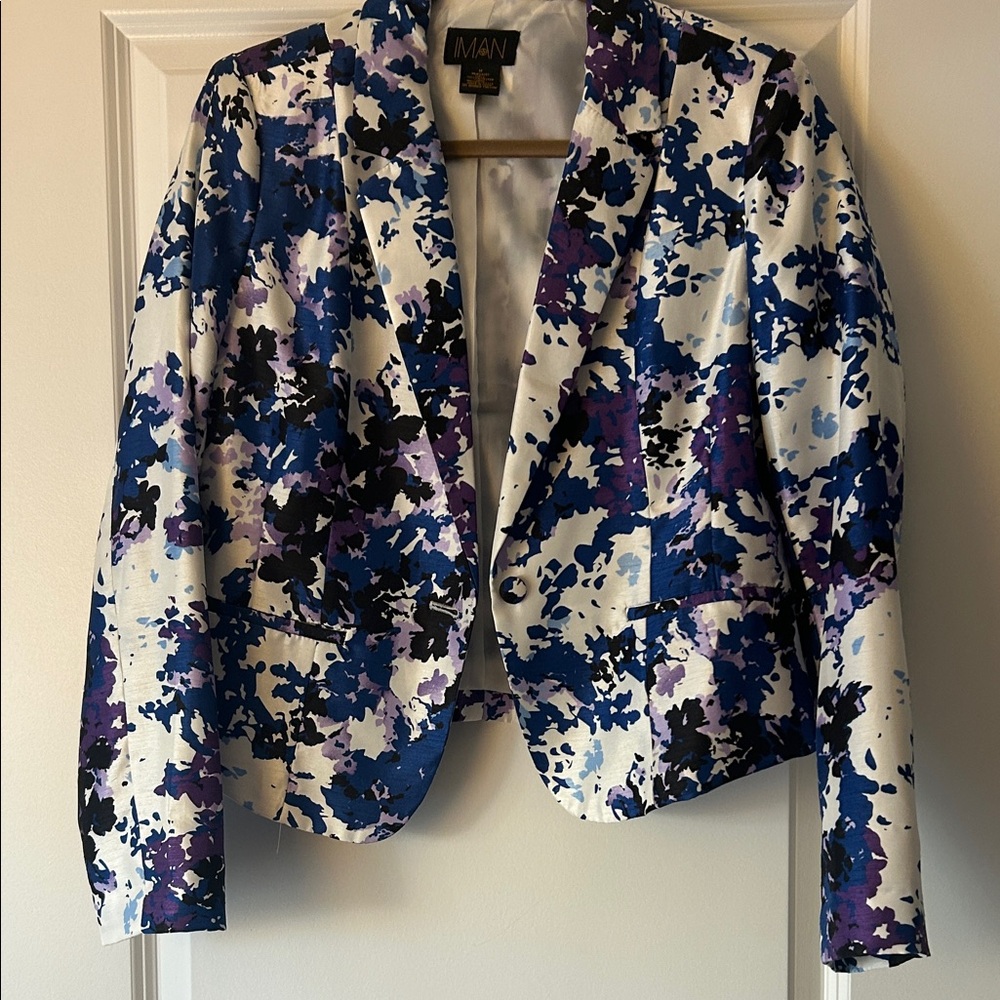 IMAN Multicolor Abstract Blazer